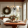 Black Metal 6 Light Candelabra Chandelier