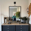 Architectural Black Iron Tripod Wall Mirror | Modern Statement Piece