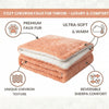 DaDa Bedding Coral Peach Rose Faux Fur Throw Blanket - Dreamy Geometric Embossed Sherpa Backside - Super Soft Warm Cozy Plush Fluffy