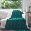 DaDa Bedding Mermaid Scales Emerald Green Blue w/ Sherpa Backside Faux Fur Throw Blanket (BL-171805)